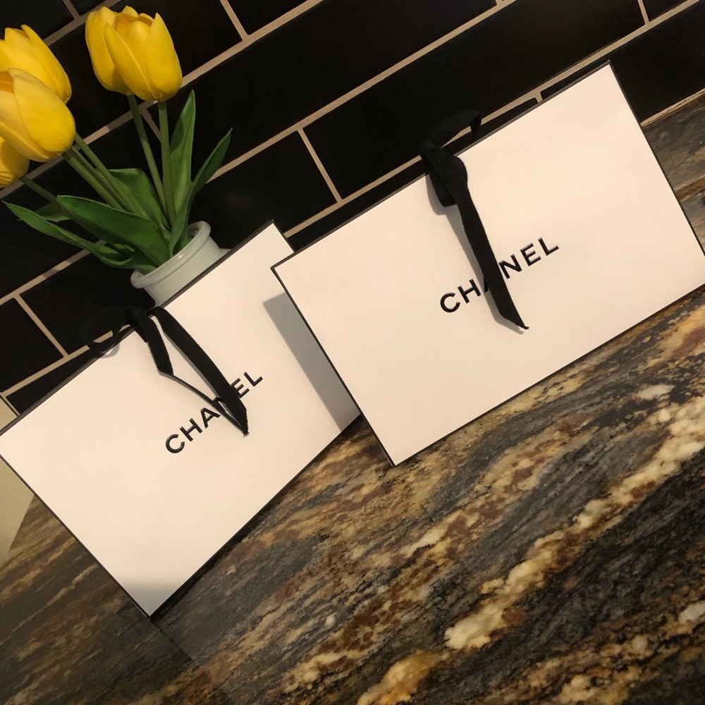 Authentic Chanel Triangle Gift Boxes (2) With Shredded Tissue